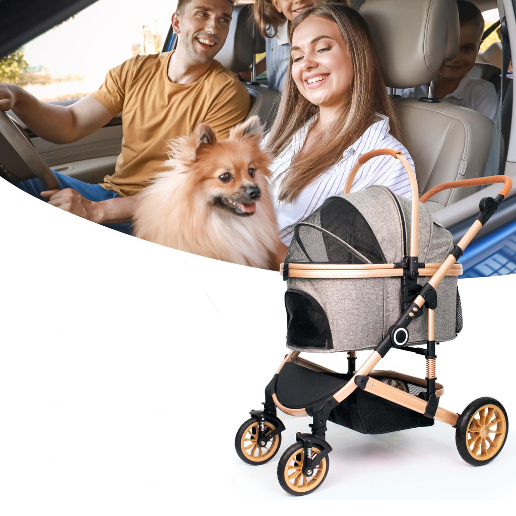 3 in 1 Pet Stroller with Detachable Carrier for Medium Dogs and Cats