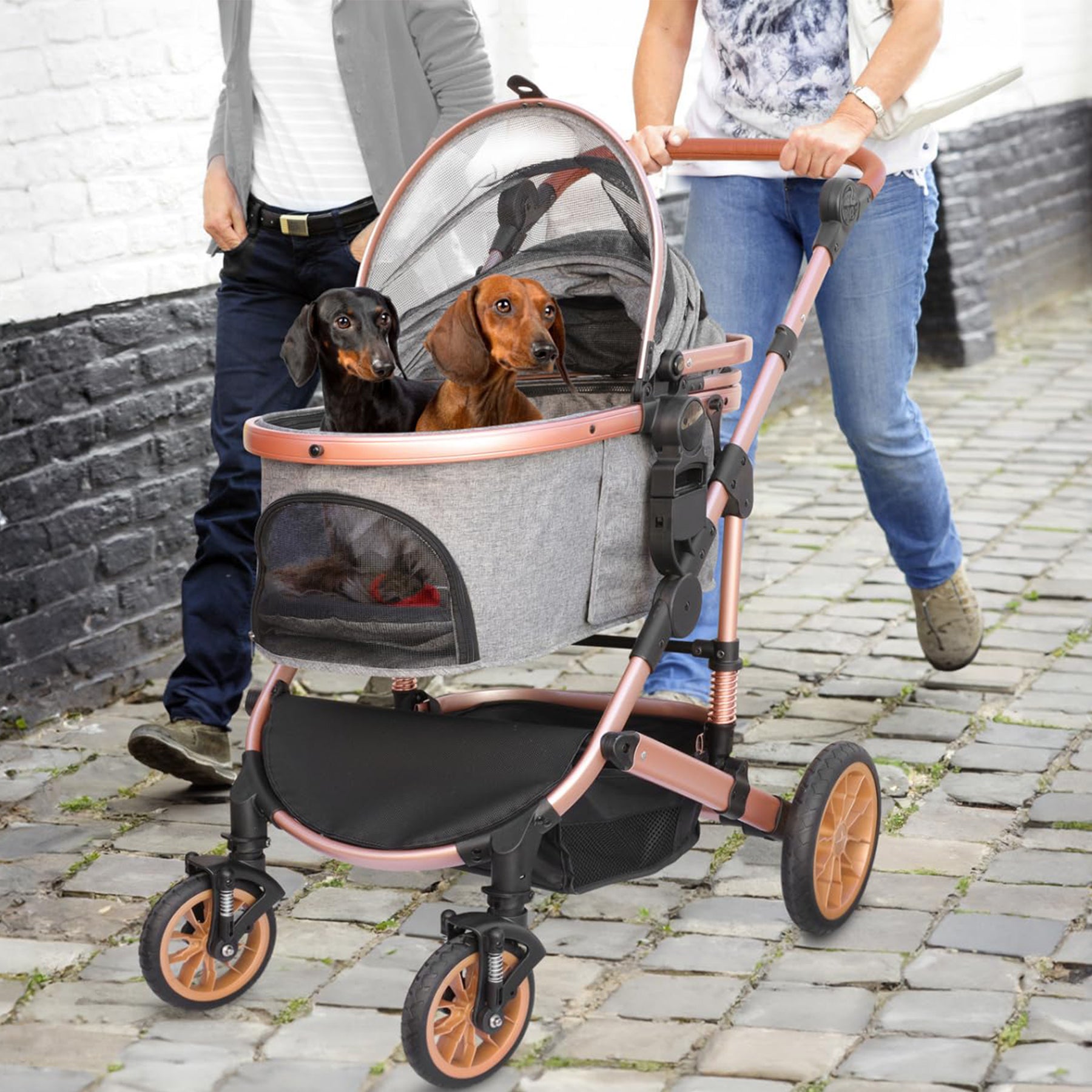 3 in 1 Pet Stroller with Detachable Carrier for Medium Dogs and Cats
