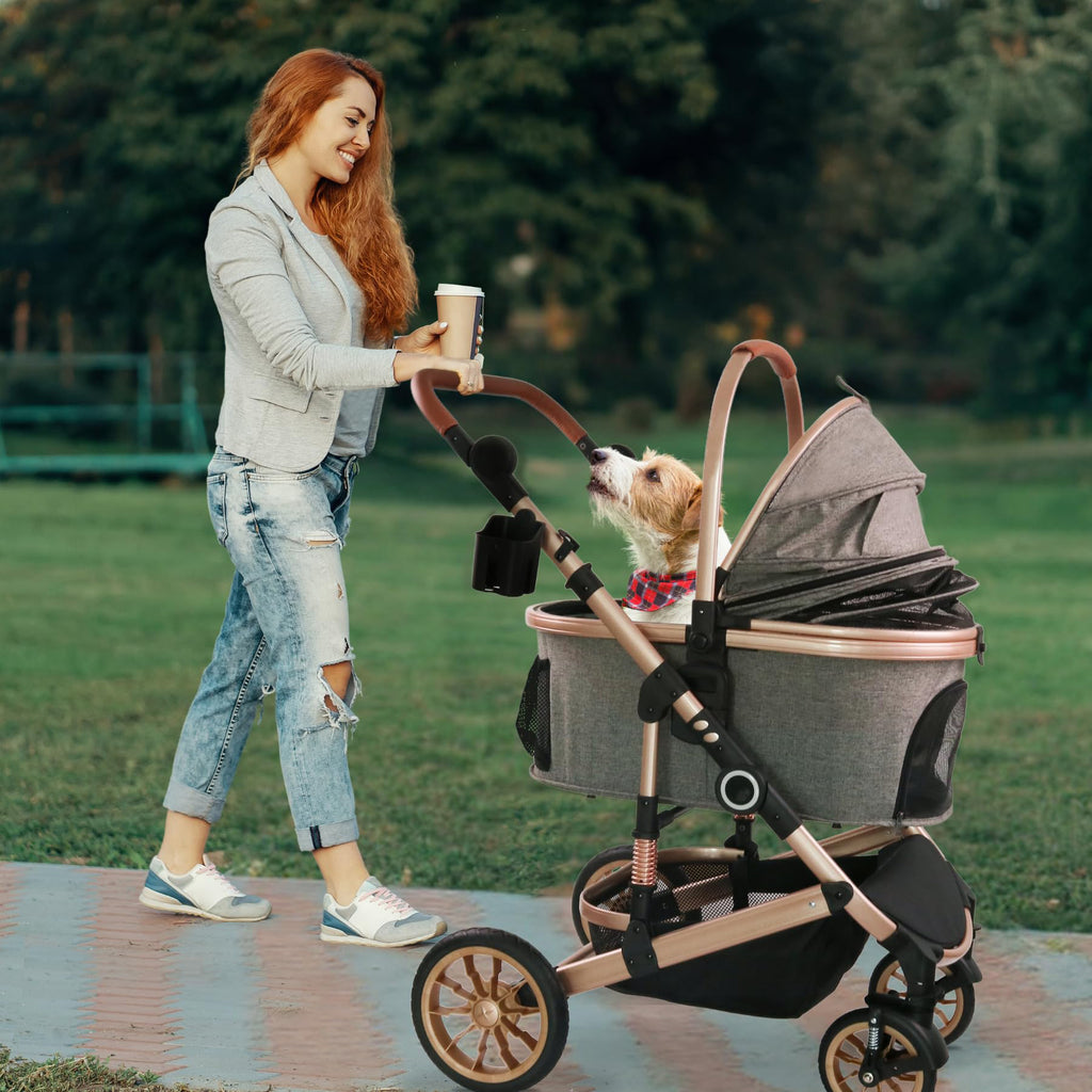 3 in 1 Pet Stroller with Detachable Carrier for Medium Dogs and Cats