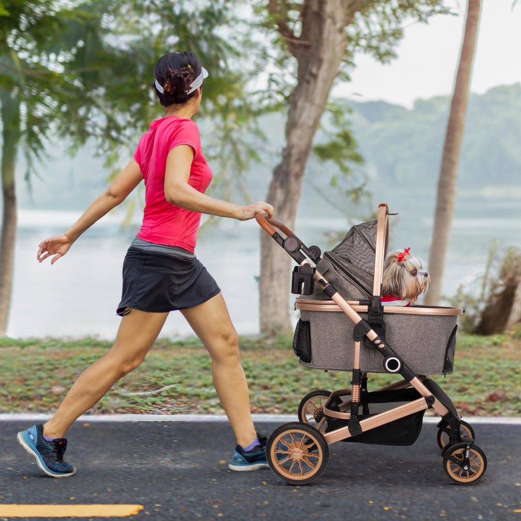 3 in 1 Pet Stroller with Detachable Carrier for Medium Dogs and Cats
