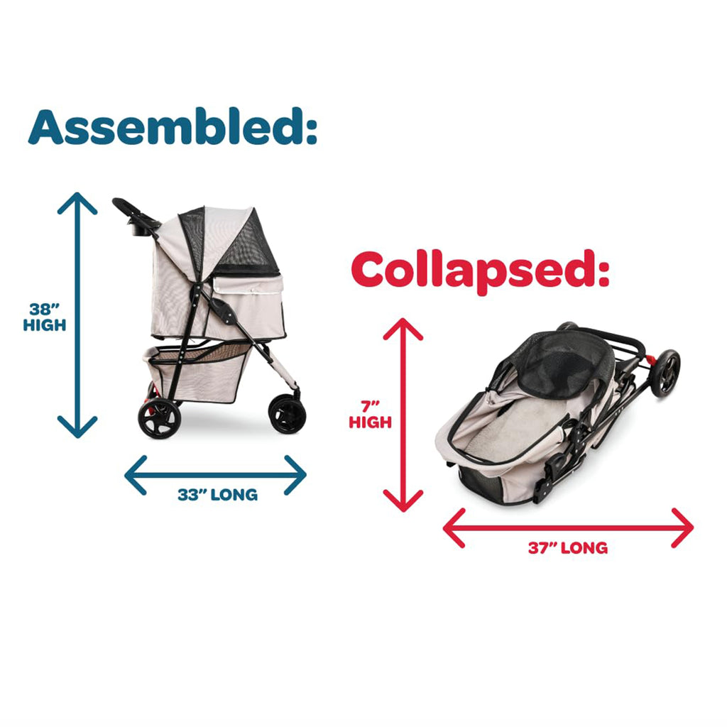 Small Dog and Cat Stroller with Breathable Mesh Foldable Design