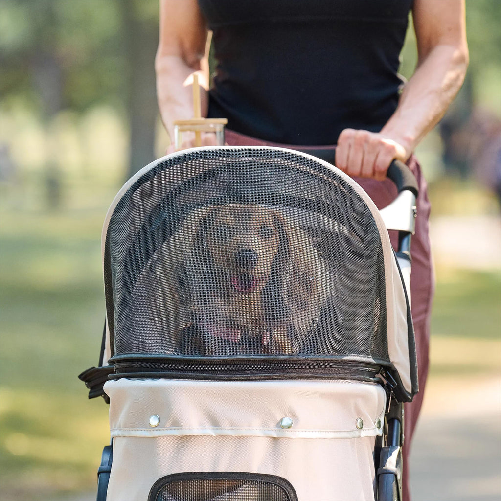 Small Dog and Cat Stroller with Breathable Mesh Foldable Design