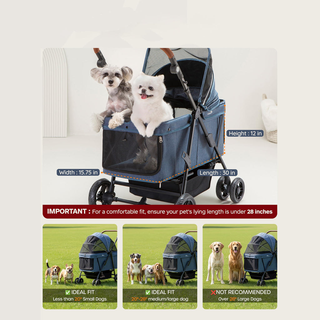 Extra Large Dog Stroller for Medium and Large Dogs Up to 132lbs