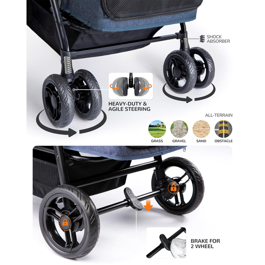 Extra Large Dog Stroller for Medium and Large Dogs Up to 132lbs