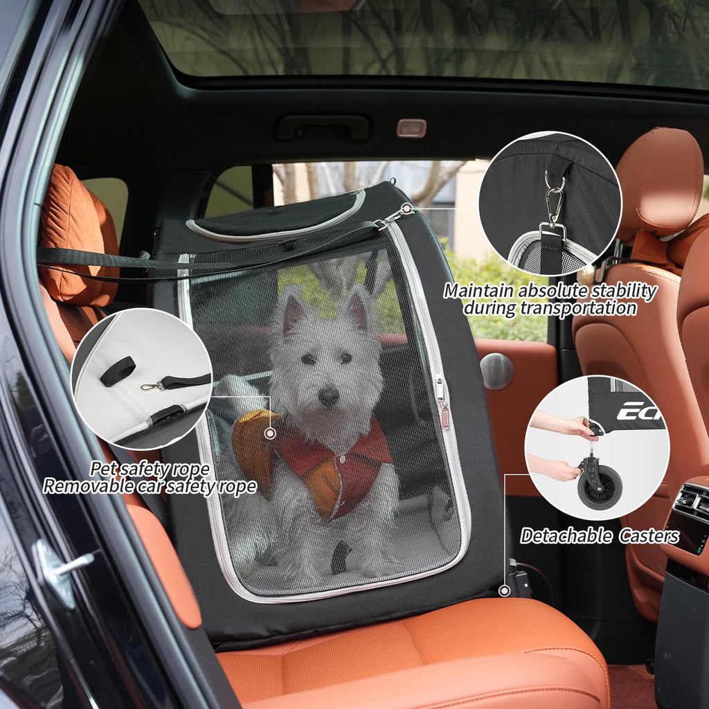 4 Wheel Pet Stroller for Dogs and Cats Up to 135lbs Foldable Design