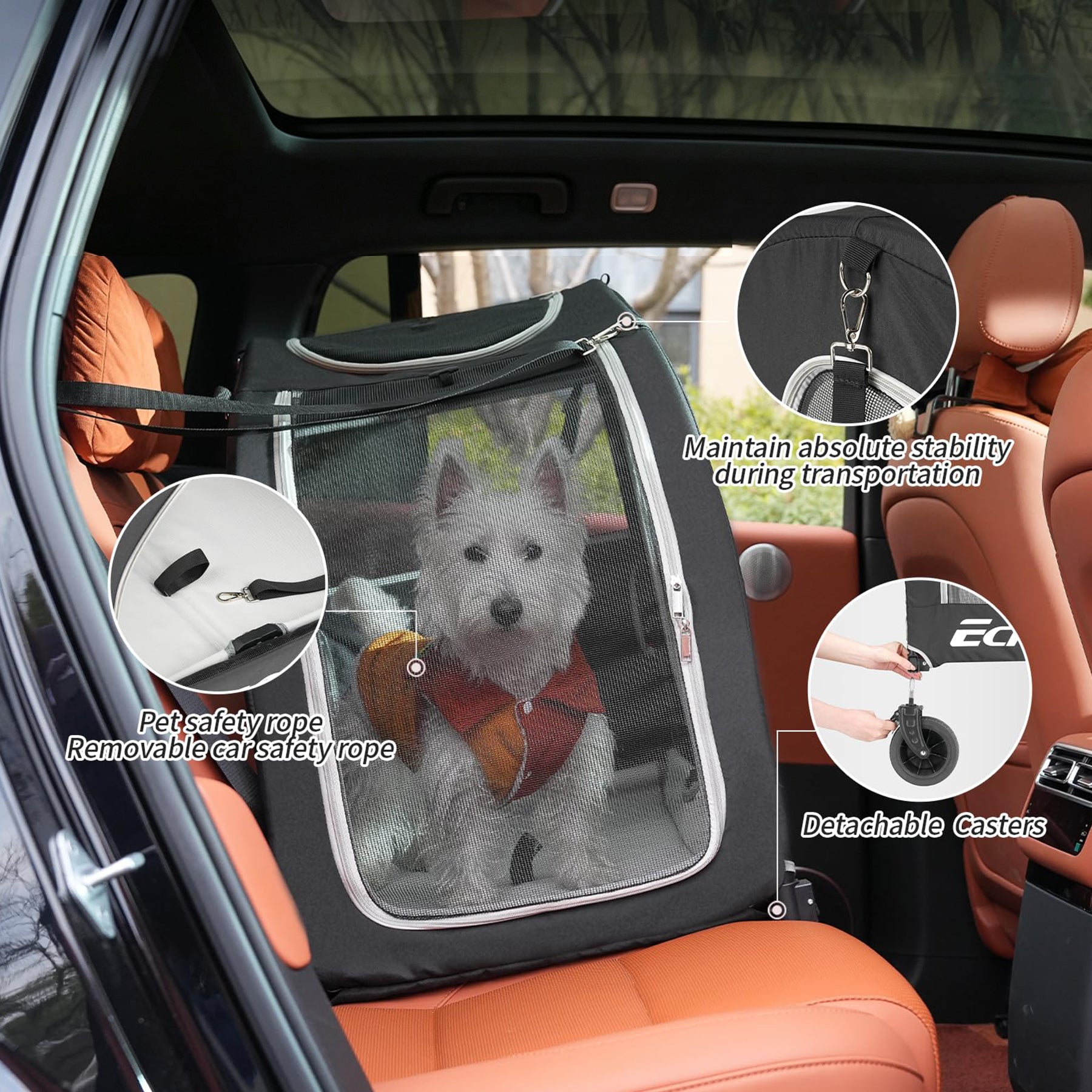 4 Wheel Pet Stroller for Dogs and Cats Up to 135lbs Foldable Design