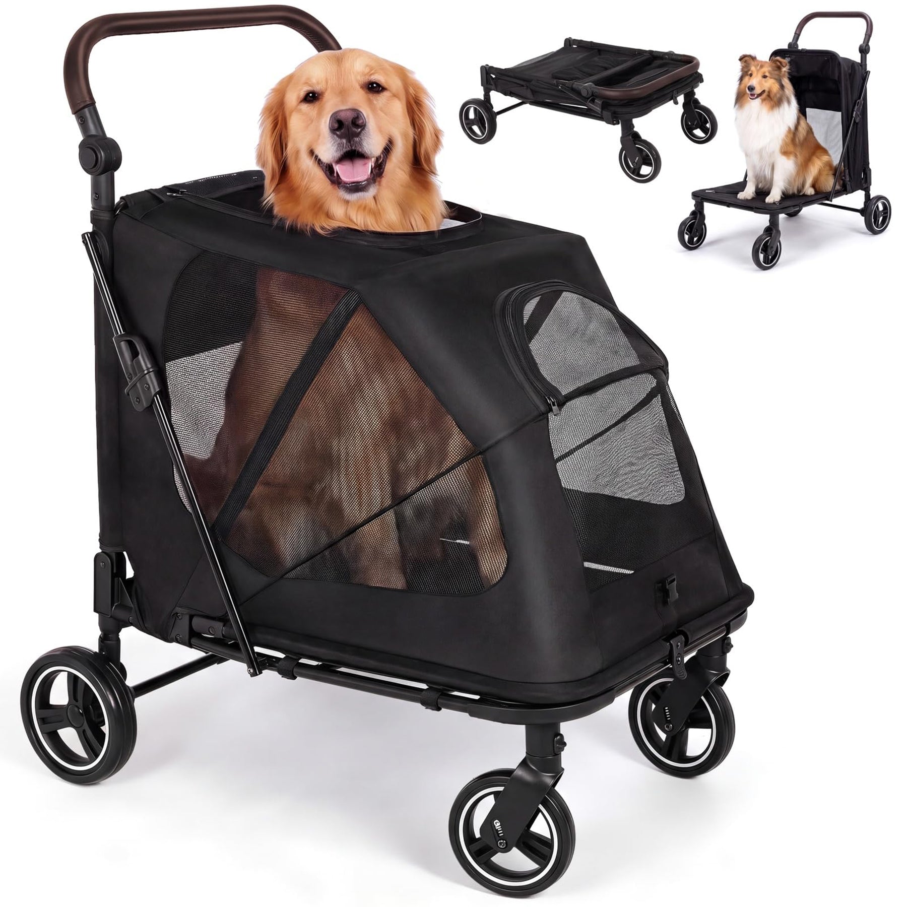 Large Dog Stroller for Medium Dogs Up to 66lbs Foldable Pet Wagon
