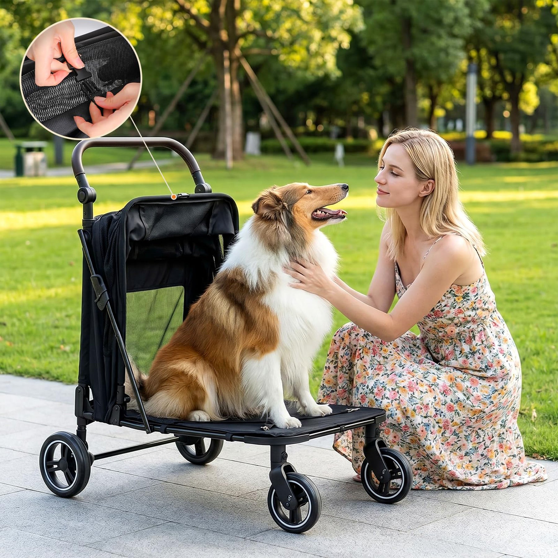 Large Dog Stroller for Medium Dogs Up to 66lbs Foldable Pet Wagon