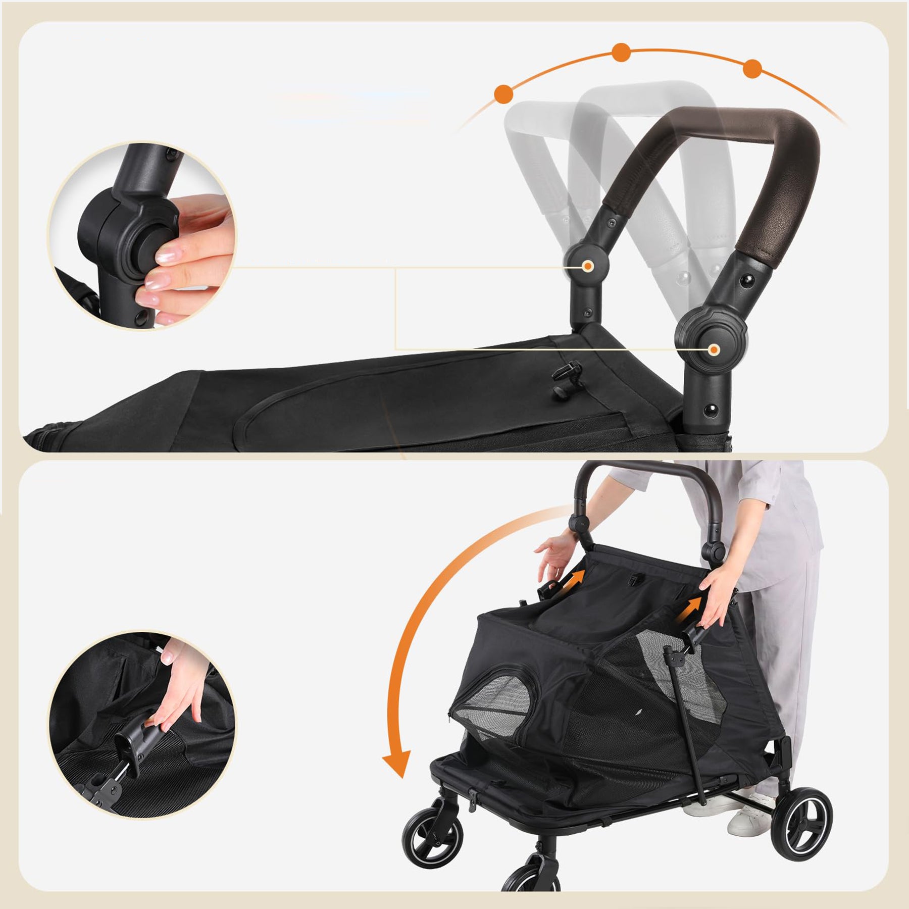 Large Dog Stroller for Medium Dogs Up to 66lbs Foldable Pet Wagon