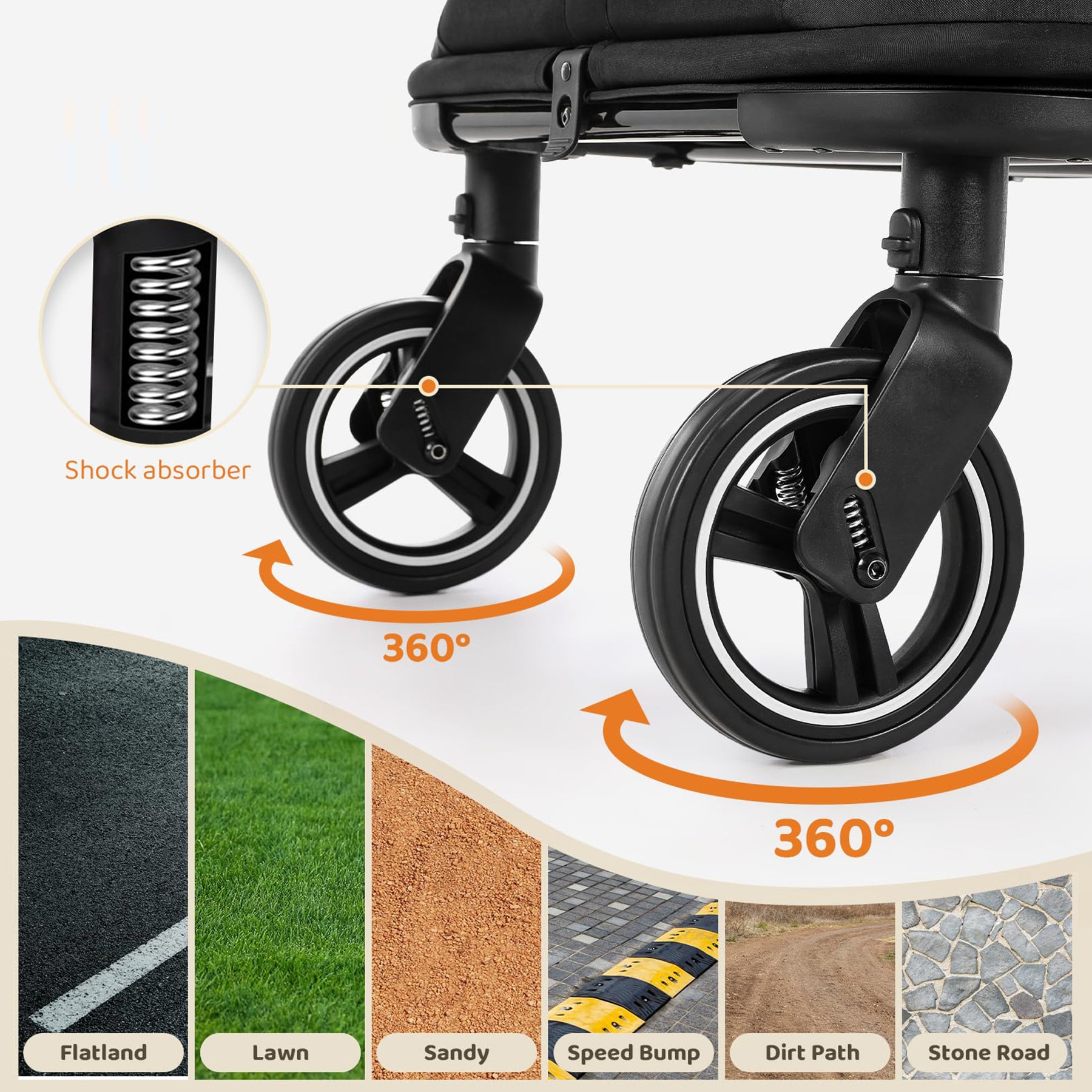 Large Dog Stroller for Medium Dogs Up to 66lbs Foldable Pet Wagon