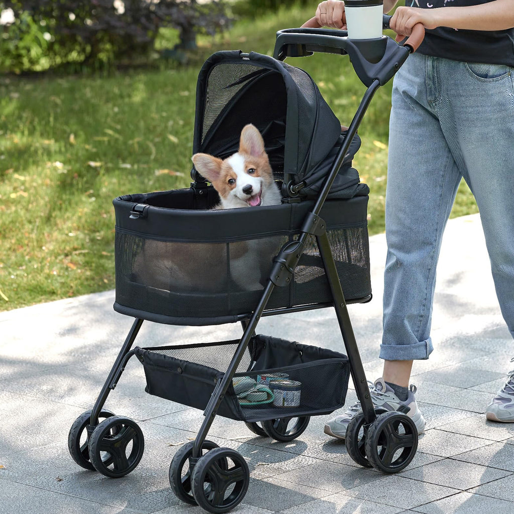 3 in 1 Pet Stroller with Removable Carrier for Small Dogs and Cats