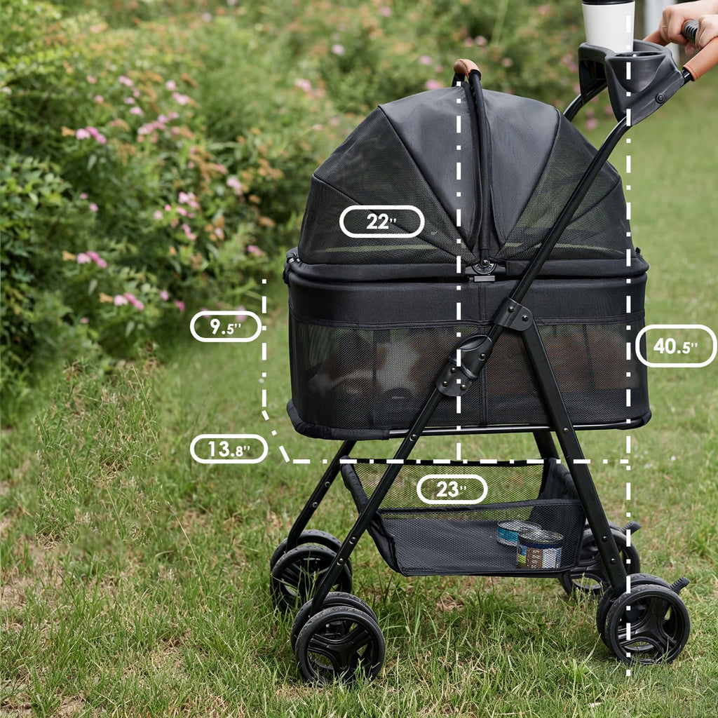 3 in 1 Pet Stroller with Removable Carrier for Small Dogs and Cats