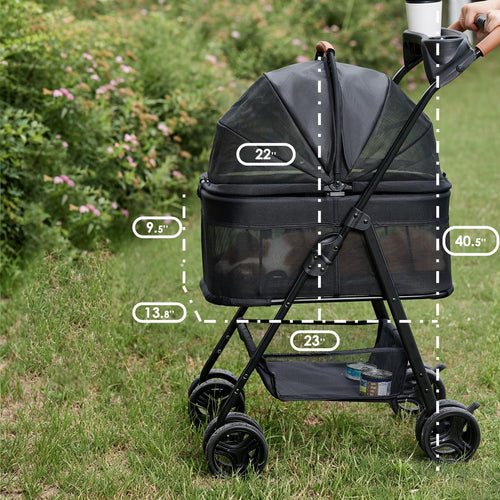 3 in 1 Pet Stroller with Removable Carrier for Small Dogs and Cats