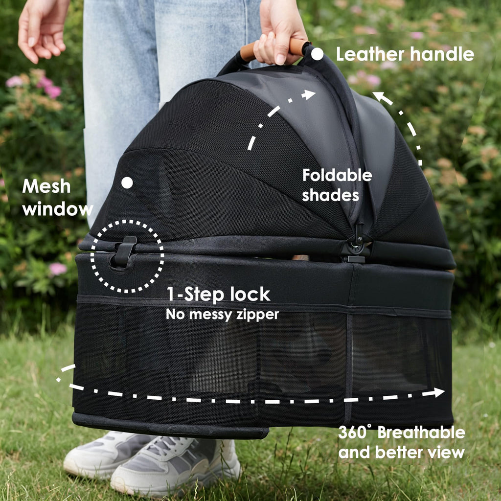 3 in 1 Pet Stroller with Removable Carrier for Small Dogs and Cats