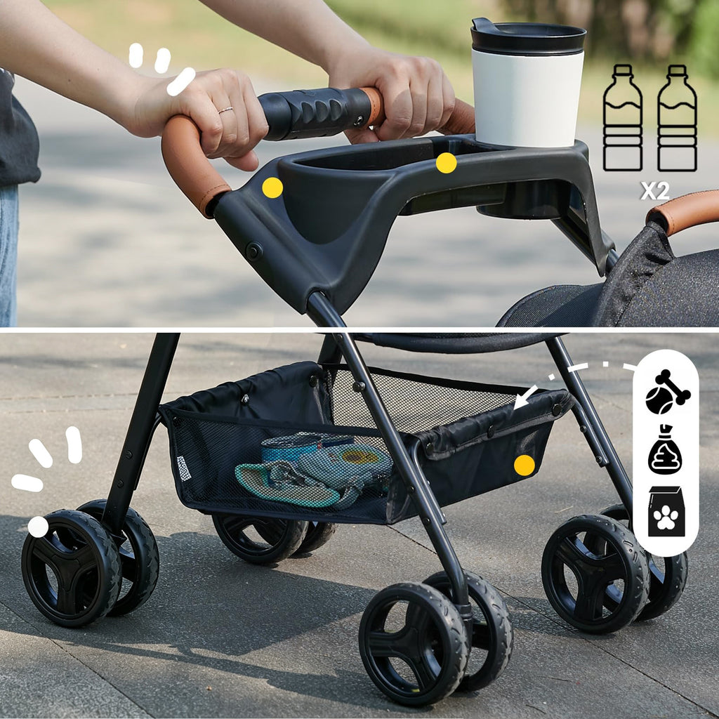 3 in 1 Pet Stroller with Removable Carrier for Small Dogs and Cats